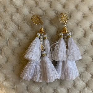 White tassel earrings